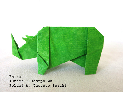 Photo : Origami Rhinoceros, Author : Joseph Wu, Folded by Tatsuto Suzuki